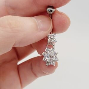 New Sterling Silver CZ Belly Button Navel Ring